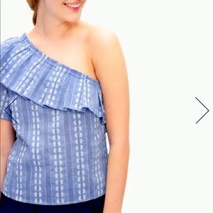 Chambray one shoulder top